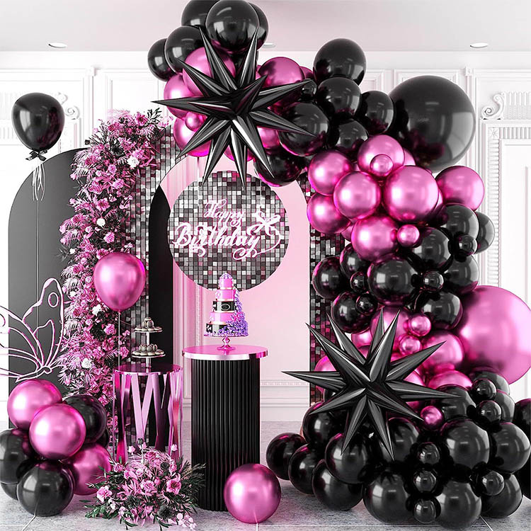 Miotal magenta Black Exploding Star Garland Arch